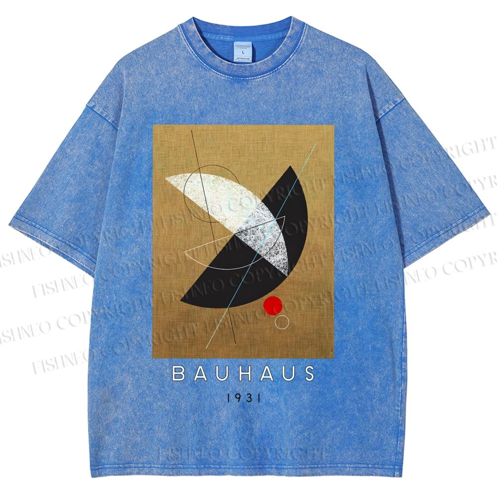 Unisex Bauhaus Geometry Printed Washed Tee