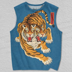 Unisex Two-Headed Tiger Printed Tank Top