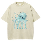 Unisex Octopus Nope Printed Washed Tee