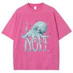 Unisex Octopus Nope Printed Washed Tee