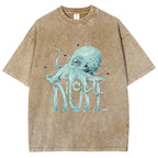 Unisex Octopus Nope Printed Washed Tee