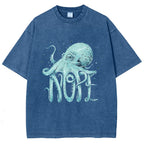 Unisex Octopus Nope Printed Washed Tee