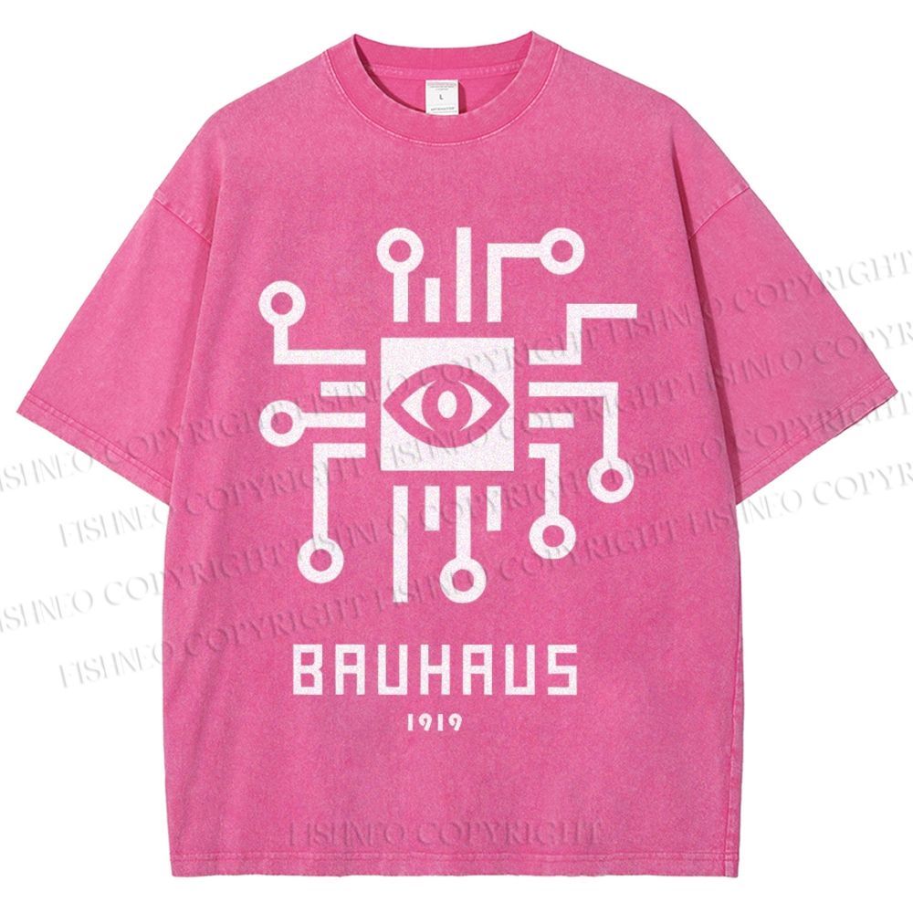Unisex Bauhaus Geometric Eyes Printed Washed Tee