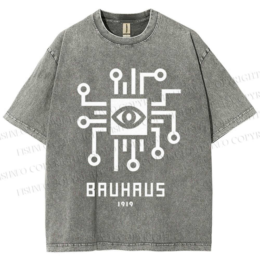 Unisex Bauhaus Geometric Eyes Printed Washed Tee