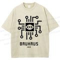 Unisex Bauhaus Geometric Eyes Printed Washed Tee