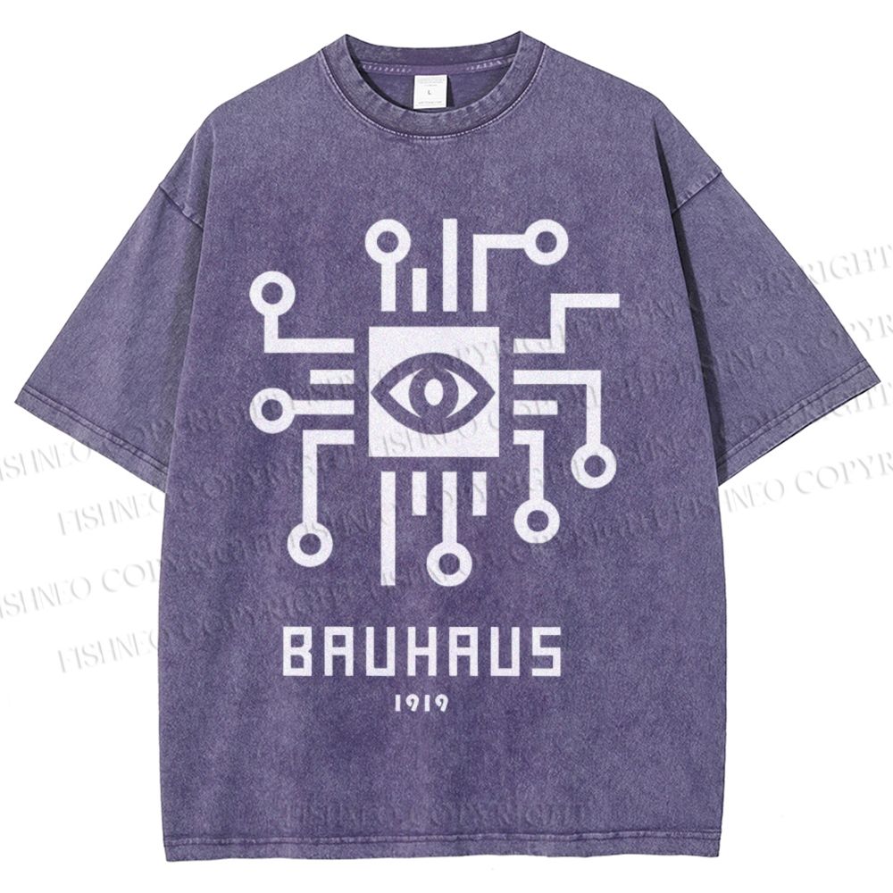 Unisex Bauhaus Geometric Eyes Printed Washed Tee
