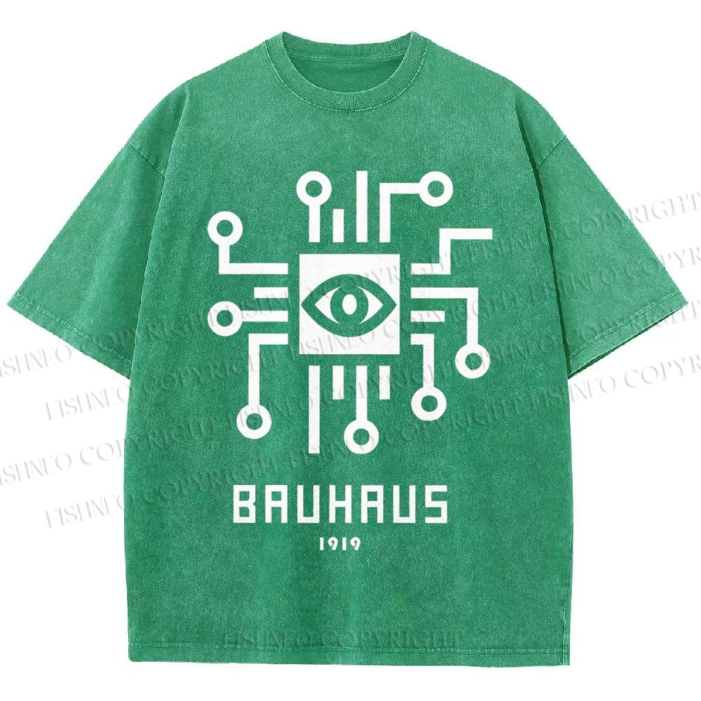 Unisex Bauhaus Geometric Eyes Printed Washed Tee