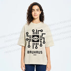 Unisex Bauhaus Geometric Eyes Printed Washed Tee
