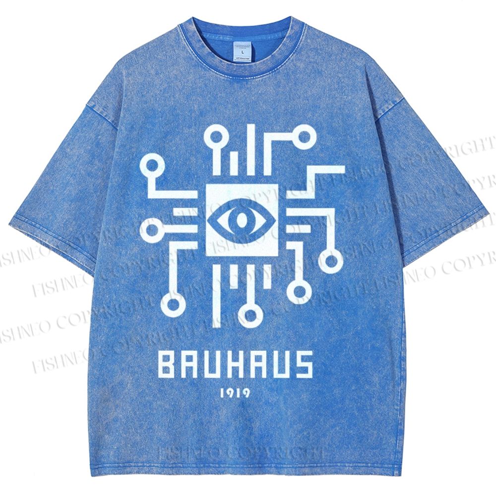 Unisex Bauhaus Geometric Eyes Printed Washed Tee