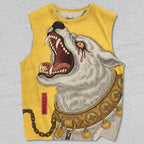 Unisex Vintage Ukiyo-e Struggle Wolf Printed Tank Top