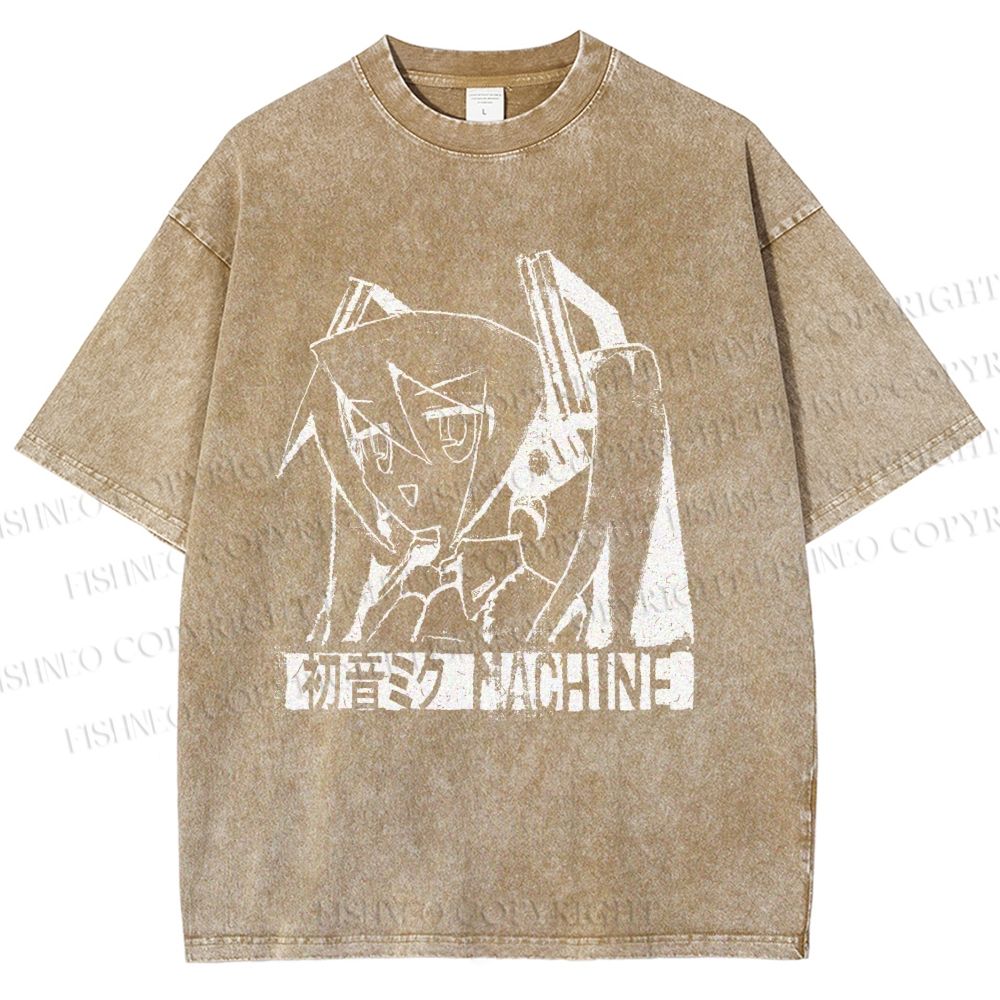 Unisex Hatsune Miku Graffiti Printed Washed Tee