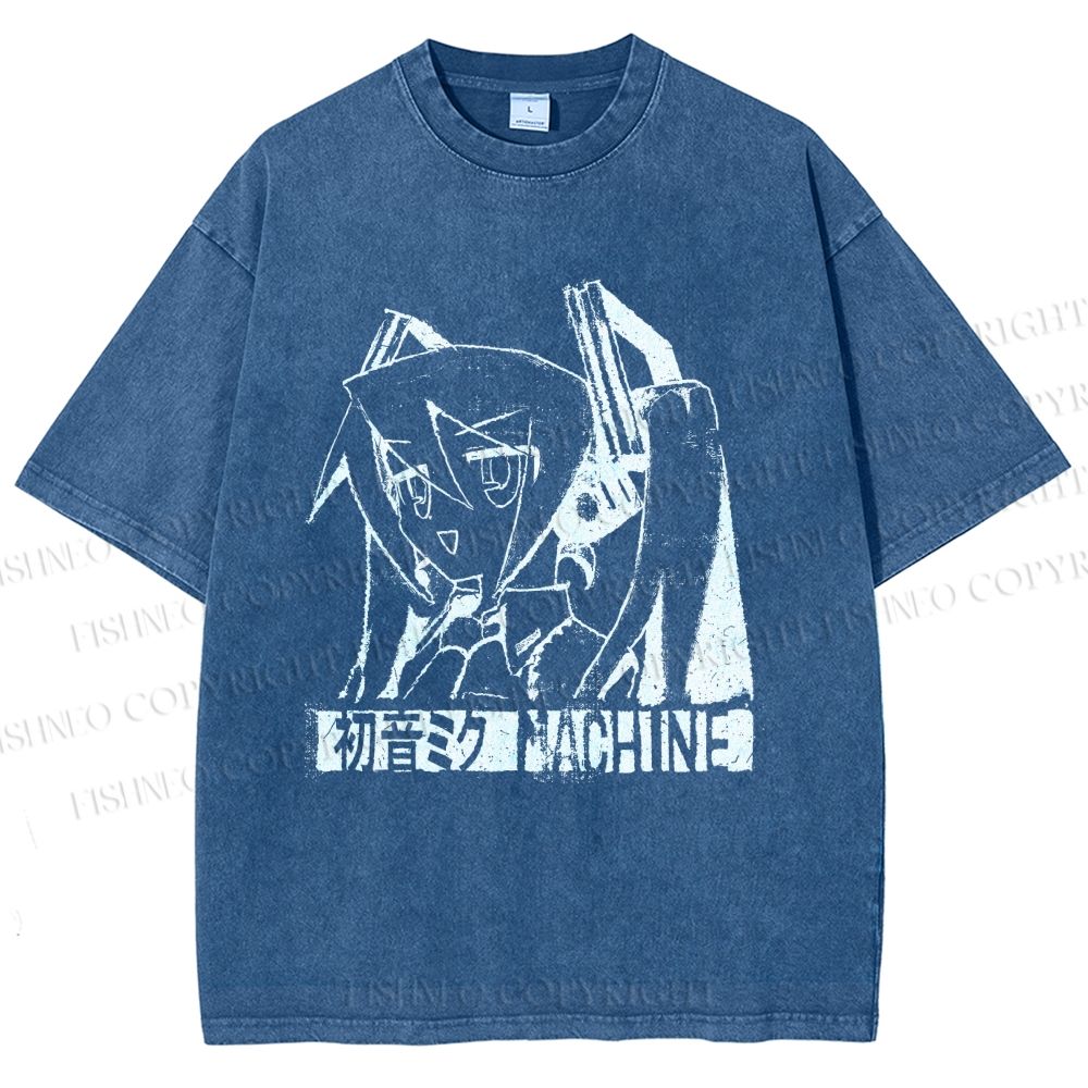 Unisex Hatsune Miku Graffiti Printed Washed Tee
