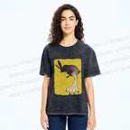 Unisex Weird Rabbit Printed Washed Tee