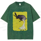 Unisex Weird Rabbit Printed Washed Tee