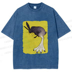 Unisex Weird Rabbit Printed Washed Tee