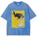 Unisex Weird Rabbit Printed Washed Tee