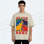 Unisex Yayoi Kusama Cats With Dots Printed Washed Tee