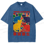 Unisex Yayoi Kusama Cats With Dots Printed Washed Tee