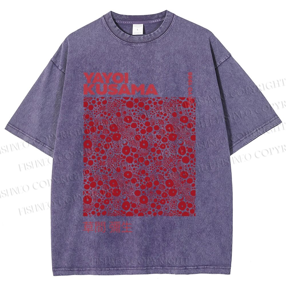 Unisex Yayoi Kusama Red Dots Printed Washed Tee