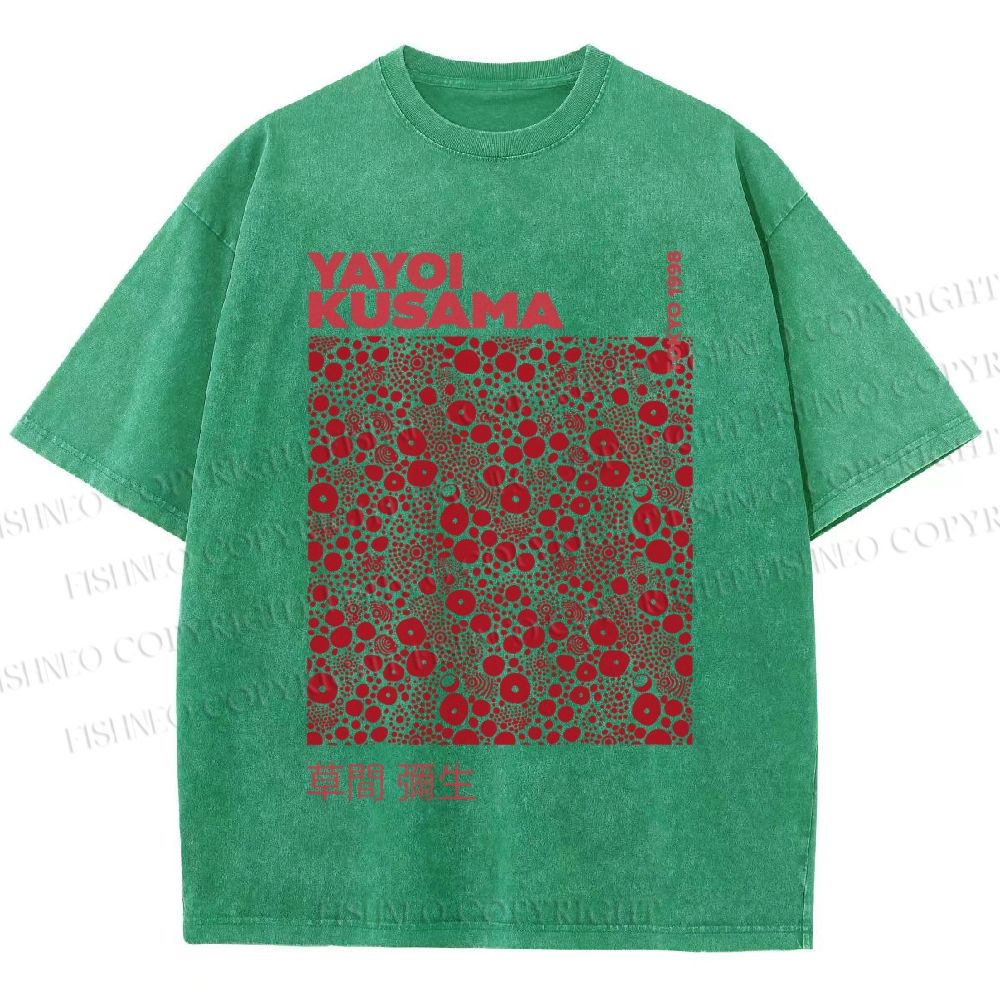 Unisex Yayoi Kusama Red Dots Printed Washed Tee
