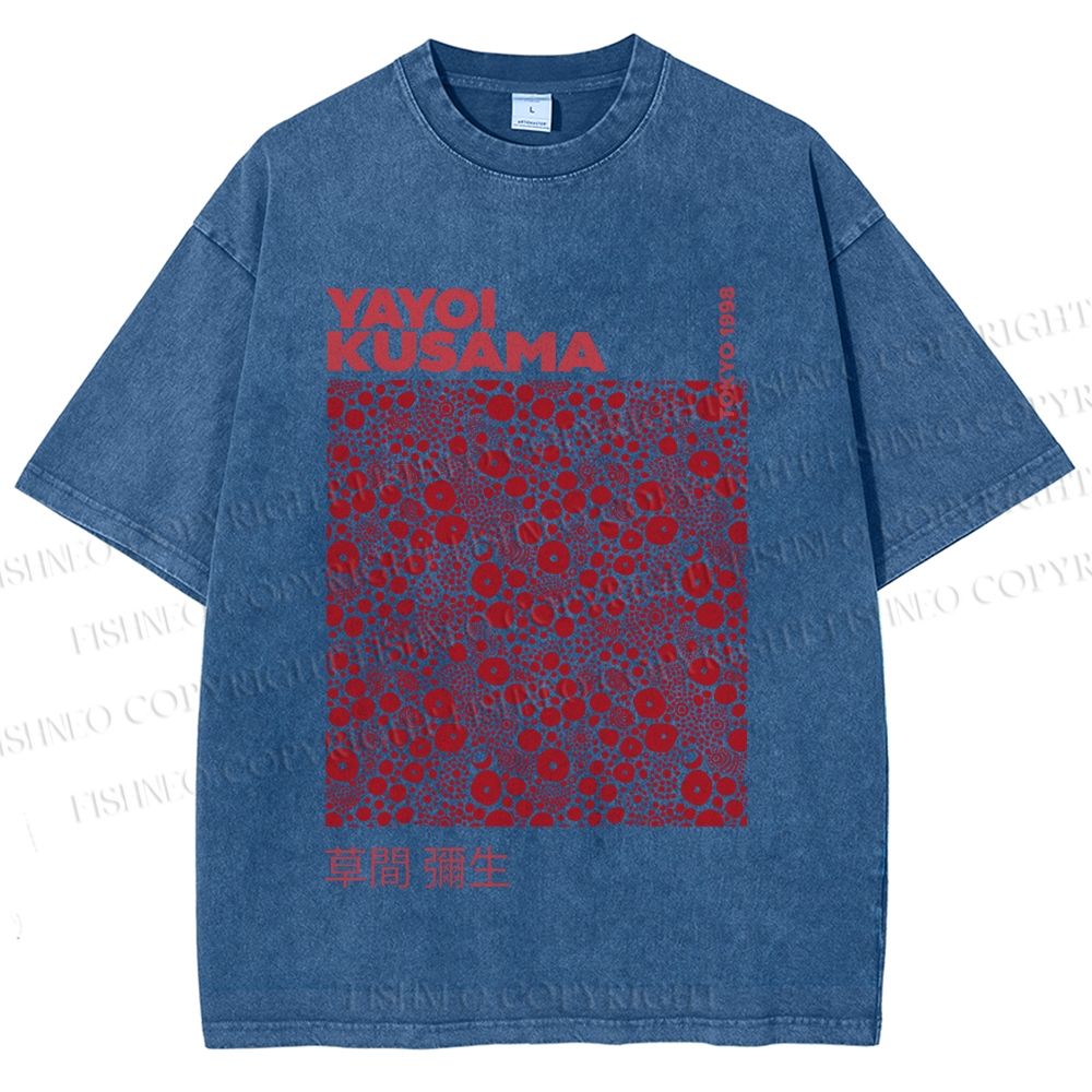 Unisex Yayoi Kusama Red Dots Printed Washed Tee