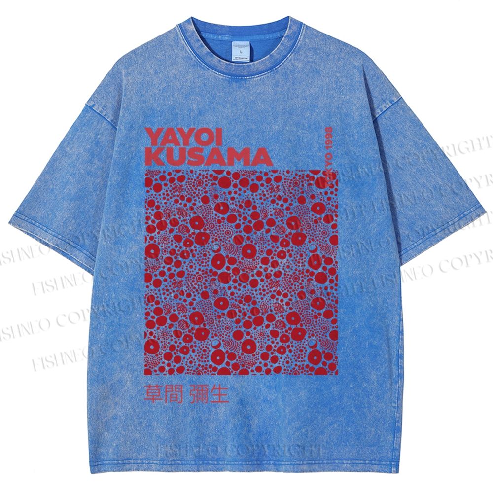 Unisex Yayoi Kusama Red Dots Printed Washed Tee