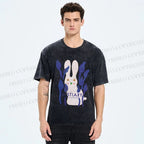 Unisex Funny Rabbit Printed Washed Tee