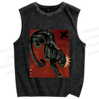 Unisex Black Panther in Dark Printed Washed Tank Top