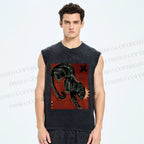 Unisex Black Panther in Dark Printed Washed Tank Top