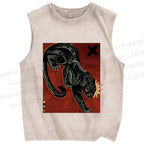Unisex Black Panther in Dark Printed Washed Tank Top