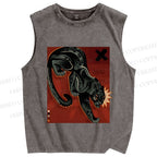 Unisex Black Panther in Dark Printed Washed Tank Top