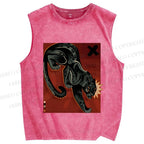 Unisex Black Panther in Dark Printed Washed Tank Top
