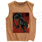 Unisex Black Panther in Dark Printed Washed Tank Top