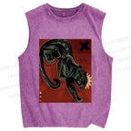 Unisex Black Panther in Dark Printed Washed Tank Top