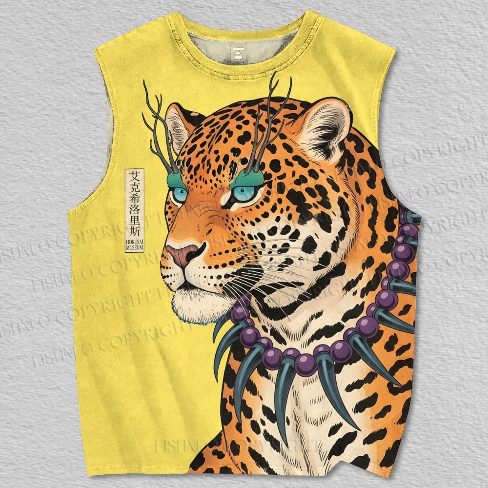 Unisex Vintage Ukiyo-e Tiger Printed Tank Top