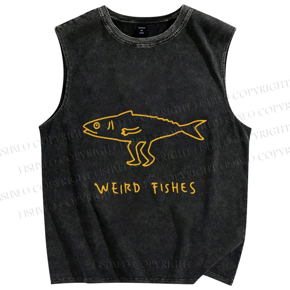 Unisex Weird Fishes Printed Washed Tank Top