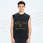 Unisex Weird Fishes Printed Washed Tank Top