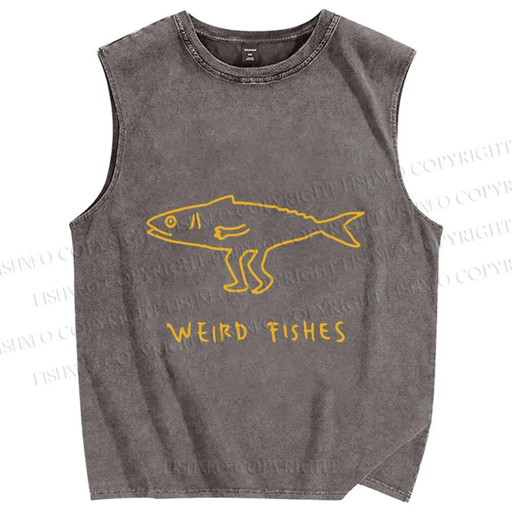 Unisex Weird Fishes Printed Washed Tank Top