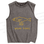 Unisex Weird Fishes Printed Washed Tank Top