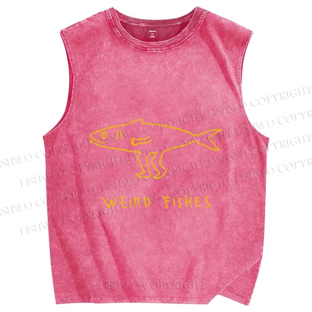 Unisex Weird Fishes Printed Washed Tank Top