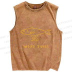Unisex Weird Fishes Printed Washed Tank Top