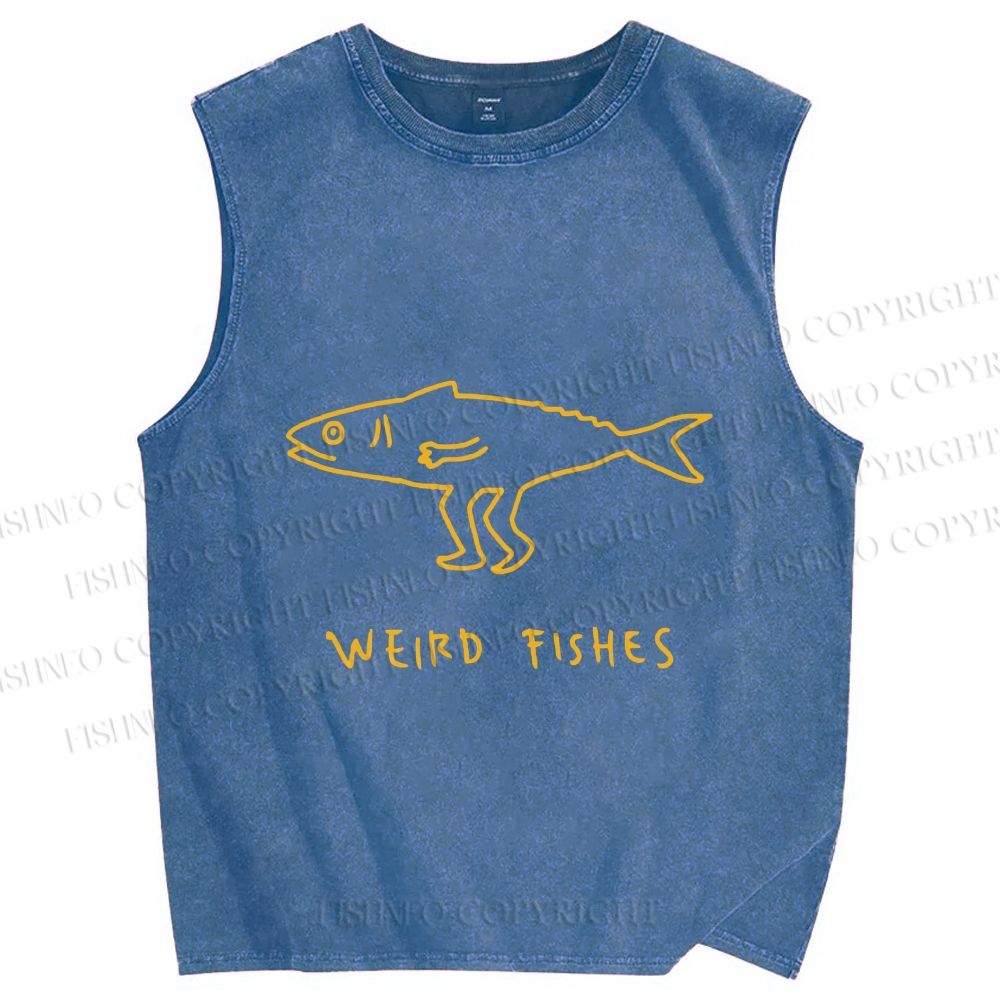 Unisex Weird Fishes Printed Washed Tank Top
