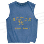 Unisex Weird Fishes Printed Washed Tank Top
