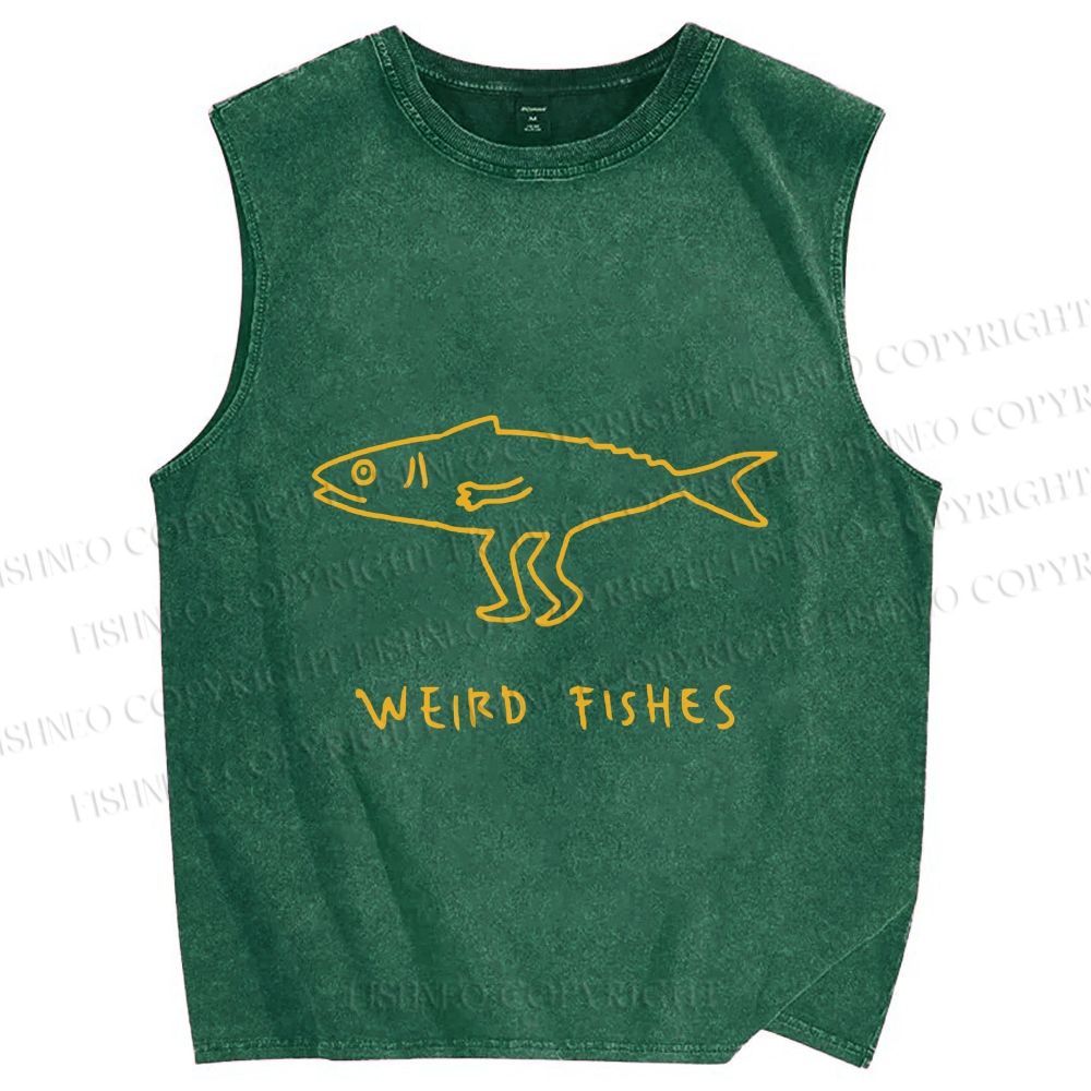 Unisex Weird Fishes Printed Washed Tank Top