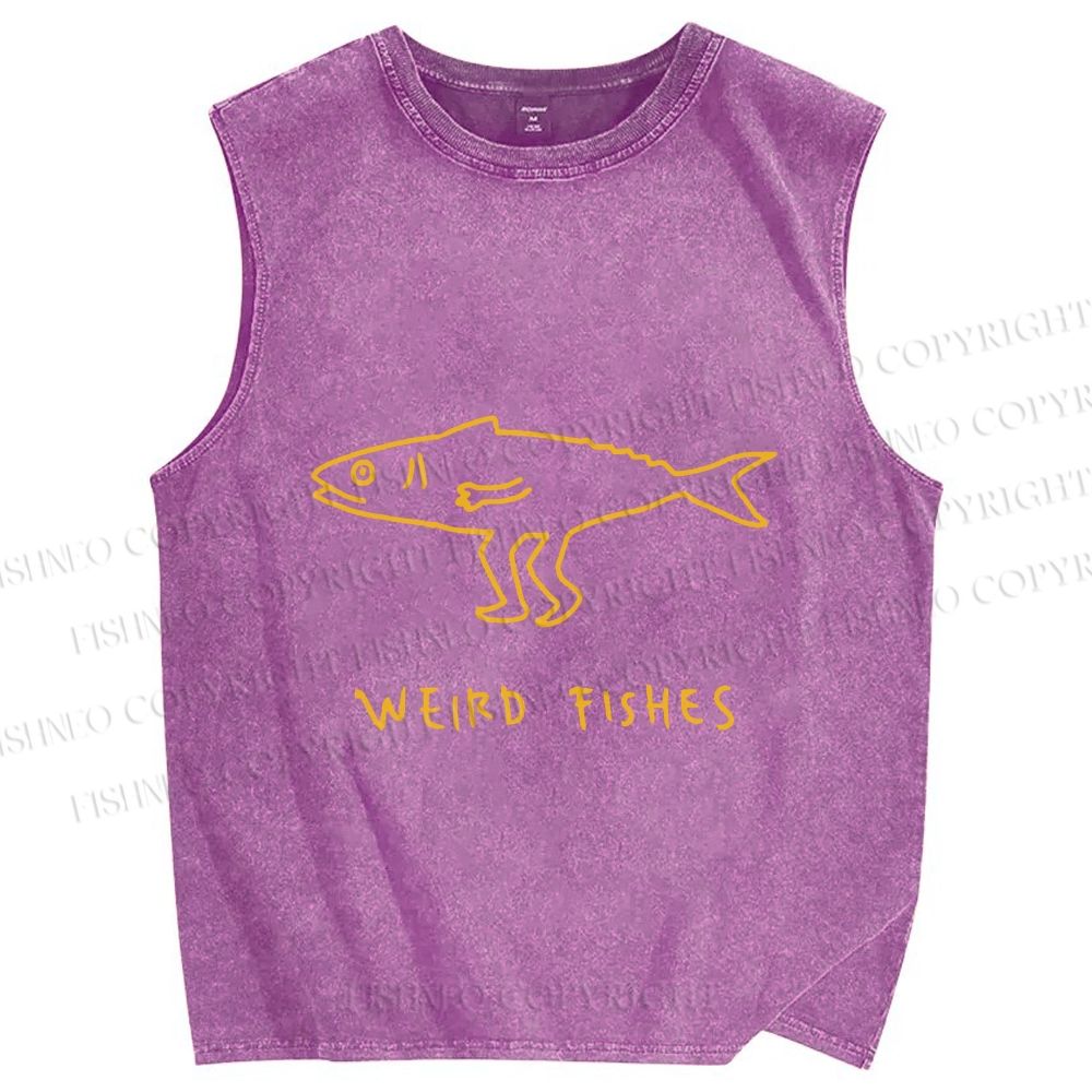 Unisex Weird Fishes Printed Washed Tank Top