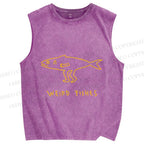 Unisex Weird Fishes Printed Washed Tank Top