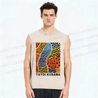 Unisex Yayoi Kusama Dots Graffiti Printed Washed Tank Top