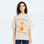 Unisex Hungry Cat Printed Washed Tee