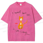Unisex Hungry Cat Printed Washed Tee
