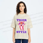Unisex Tiger Style Printed Washed Tee